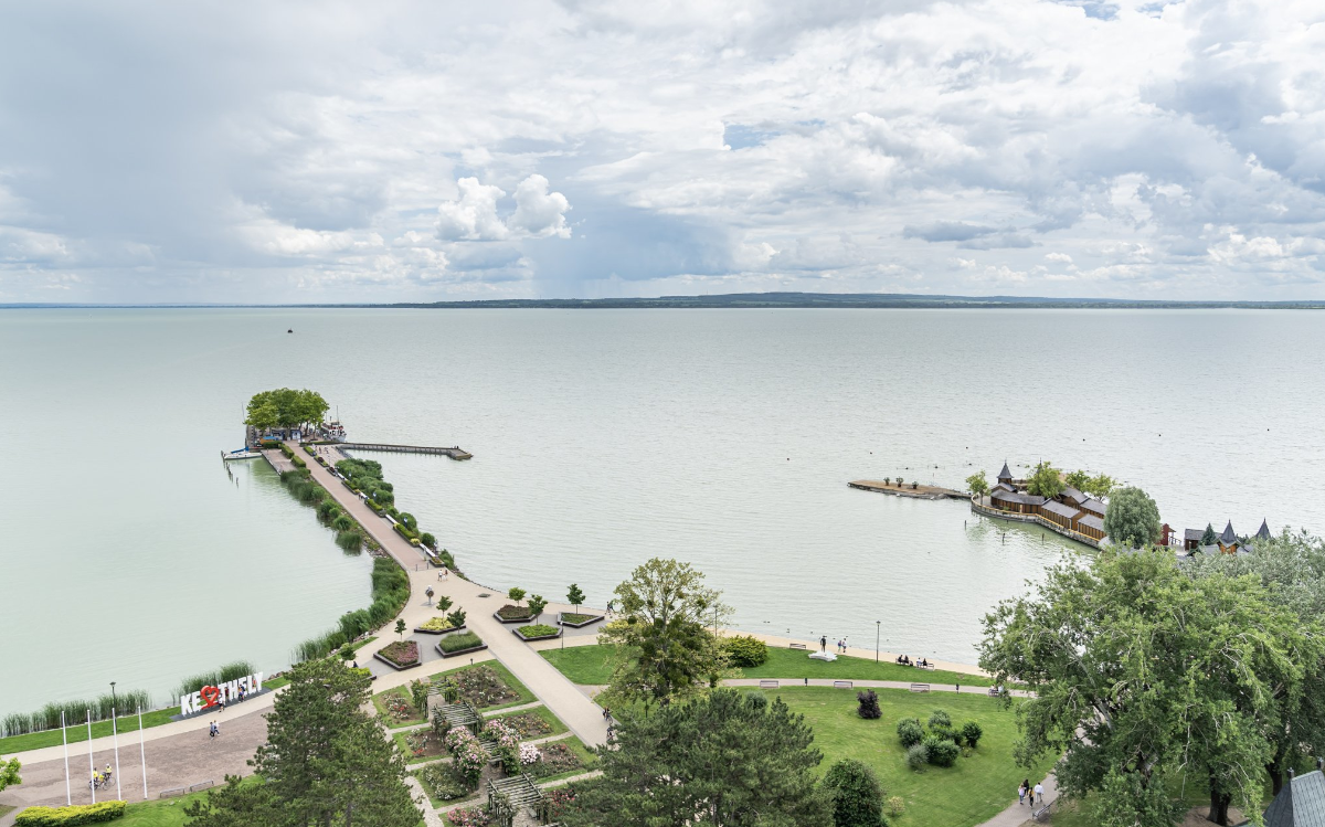 The Balaton shore from above