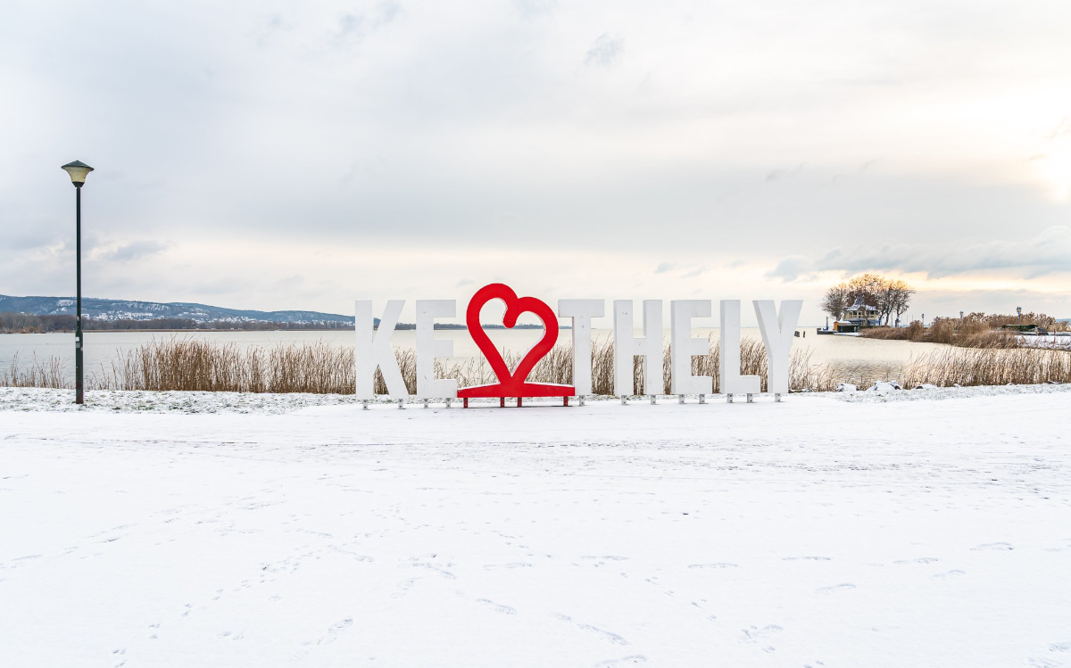 Keszthely Snow-Covered Sign