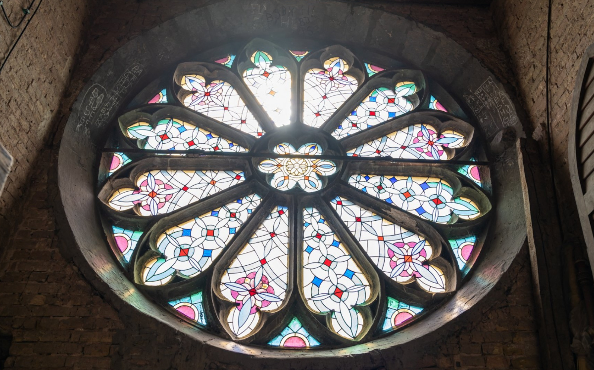 The church's beautiful rose window
