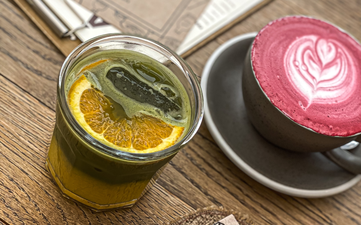 Pajti Coffeehouse's special drinks include Beetroot Latte and Orange-Lime Matcha