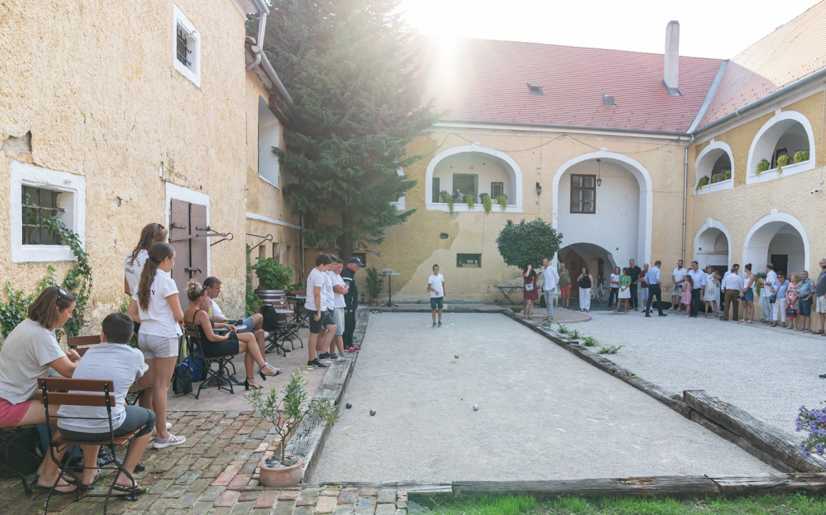 Petanque court in Keszthely, in the courtyard of the Pethő Housen